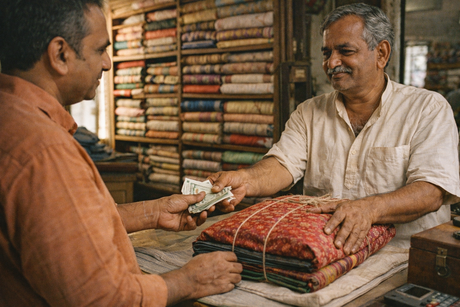 Customer paying advance for fabric